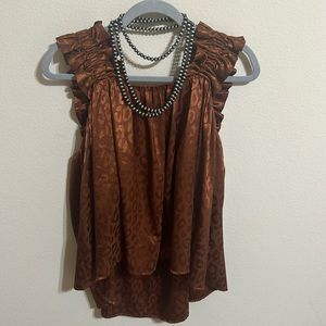 Entro Tops Orange Cheetah Print